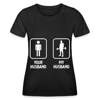 Votre mari mon mari - Fitness - - T-shirt sport Femme - noir - Devant - AI Model Female 172 light (172cm)