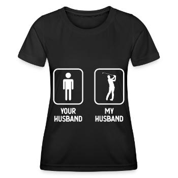 Dein Ehemann Mein Ehemann - Golf - - Frauen Funktions-T-Shirt - Schwarz - Vorne - AI Model Female 172 light (172cm)