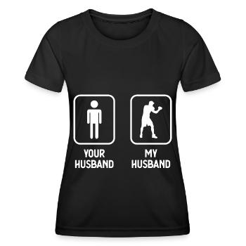 Votre mari mon mari - Boxe - - T-shirt sport Femme - noir - Devant - AI Model Female 172 light (172cm)