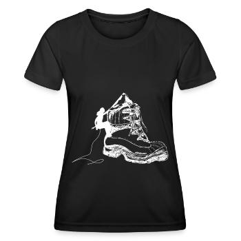 Schuh - Klettern - (2) - Frauen Funktions-T-Shirt - Schwarz - Vorne - AI Model Female 172 light (172cm)