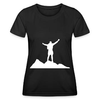 Berg - Wandern - (24) - Frauen Funktions-T-Shirt - Schwarz - Vorne - AI Model Female 172 light (172cm)