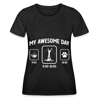 My great day - dog's paw - skiing for women - Women's Functional T-Shirt - black - Front - AI Model Female 172 light (172cm)