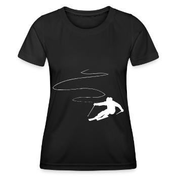 Ligne courbe - Ski - (8) - T-shirt sport Femme - noir - Devant - AI Model Female 172 light (172cm)
