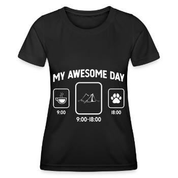 Mein toller Tag - Hundepfote - Campingzelt - - Frauen Funktions-T-Shirt - Schwarz - Vorne - AI Model Female 172 light (172cm)