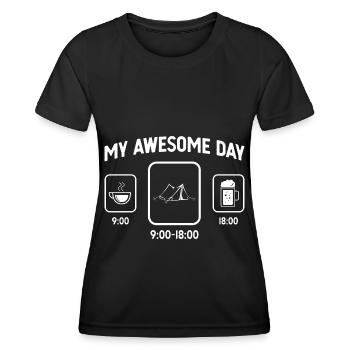 Mein toller Tag - Bier - Campingzelt - - Frauen Funktions-T-Shirt - Schwarz - Vorne - AI Model Female 172 light (172cm)