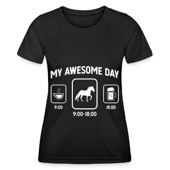 Ma belle journée - bière - cheval - - T-shirt sport Femme - noir - Devant - AI Model Female 172 light (172cm)