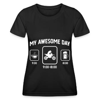 My Great Day - Beer - Guy Motorbike - - Women's Functional T-Shirt - black - Front - AI Model Female 172 light (172cm)