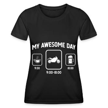 Mein toller Tag - Bier - Motorrad - - Frauen Funktions-T-Shirt - Schwarz - Vorne - AI Model Female 172 light (172cm)