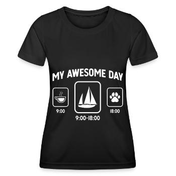 My great day - Dog's paw - Sailing - - Women's Functional T-Shirt - black - Front - AI Model Female 172 light (172cm)