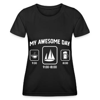 My great day - Beer - Sailing - - Women's Functional T-Shirt - black - Front - AI Model Female 172 light (172cm)