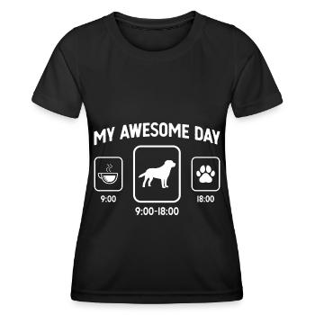 My Awesome Day - Hundepfote - Hund - - Frauen Funktions-T-Shirt - Schwarz - Vorne - AI Model Female 172 light (172cm)