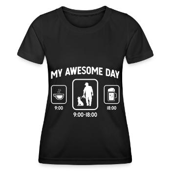 My Awesome Day - Beer - Man with Dog - - Women's Functional T-Shirt - black - Front - AI Model Female 172 light (172cm)