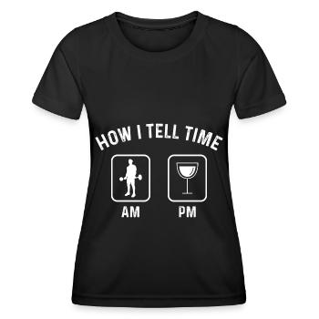 Wie ich die Zeit erkenne Am Pm 1 - - Frauen Funktions-T-Shirt - Schwarz - Vorne - AI Model Female 172 light (172cm)
