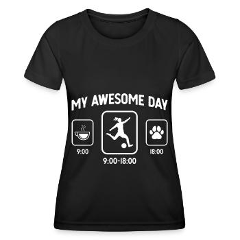 Mein toller Tag - Hundepfote - Fußballspielende Fr - Frauen Funktions-T-Shirt - Schwarz - Vorne - AI Model Female 172 light (172cm)