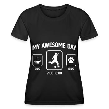 My Great Day - Patte de chien - Jouer au soccer - T-shirt sport Femme - noir - Devant - AI Model Female 172 light (172cm)