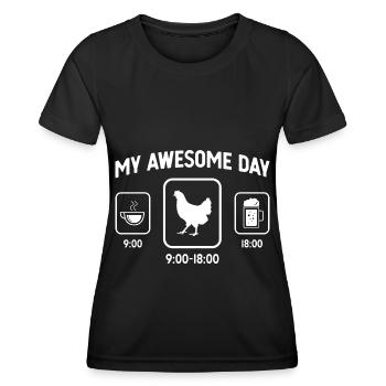 Mein genialer Tag - Bier - Henne - - Frauen Funktions-T-Shirt - Schwarz - Vorne - AI Model Female 172 light (172cm)
