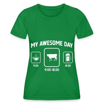 Mein toller Tag - Bier - Kuh - - Frauen Funktions-T-Shirt - Kelly Green - Vorne - AI Model Female 172 dark (172cm)