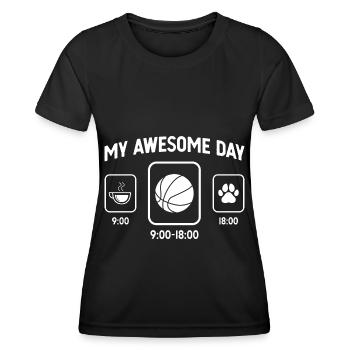 Mein toller Tag - Hundepfote - Basketball - - Frauen Funktions-T-Shirt - Schwarz - Vorne - AI Model Female 172 light (172cm)