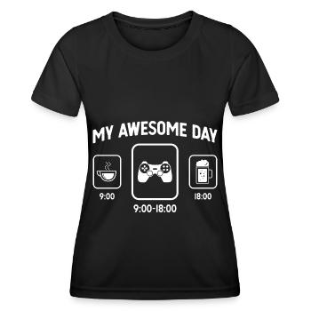 My Great Day - Bière - Jeu - - T-shirt sport Femme - noir - Devant - AI Model Female 172 light (172cm)