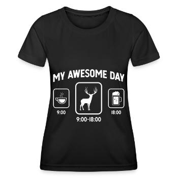 Ma belle journée - Bière - Cerf - - T-shirt sport Femme - noir - Devant - AI Model Female 172 light (172cm)