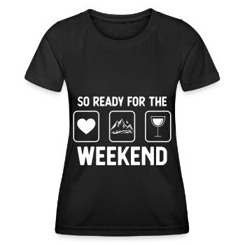 So bereit für das Wochenende - Wein - Berg - - Frauen Funktions-T-Shirt - Schwarz - Vorne - AI Model Female 172 light (172cm)