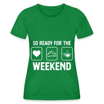 Si prêt pour le week-end - Café - Montagne - - T-shirt sport Femme - vert - Devant - AI Model Female 172 dark (172cm)