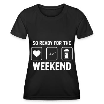 So ready for the weekend - Beer - Segelflugzeu - Women's Functional T-Shirt - black - Front - AI Model Female 172 light (172cm)