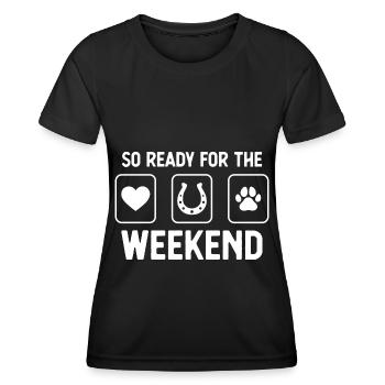 So ready for the weekend - Dog's paw - Hoovy - Women's Functional T-Shirt - black - Front - AI Model Female 172 light (172cm)