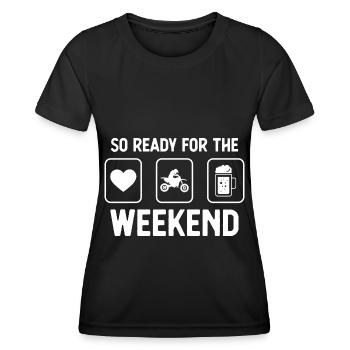 So ready for the weekend - Beer - Kerl Motorra - Women's Functional T-Shirt - black - Front - AI Model Female 172 light (172cm)