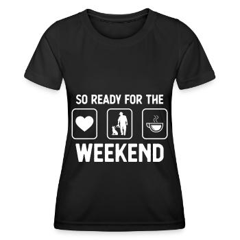So bereit für das Wochenende - Kaffee - Mann mit H - Frauen Funktions-T-Shirt - Schwarz - Vorne - AI Model Female 172 light (172cm)