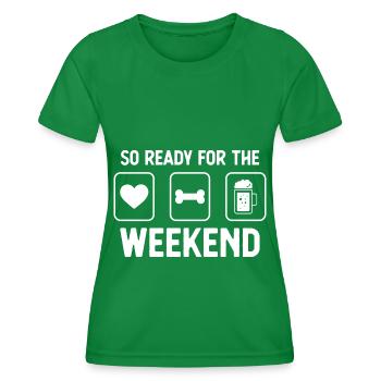 Si prêt pour le week-end - bière - os de chien - T-shirt sport Femme - vert - Devant - AI Model Female 172 dark (172cm)