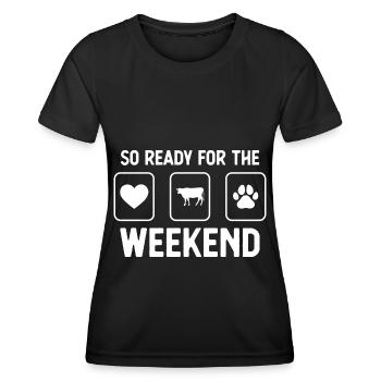 Tellement prêt pour le week-end - patte de chien - vache - - T-shirt sport Femme - noir - Devant - AI Model Female 172 light (172cm)