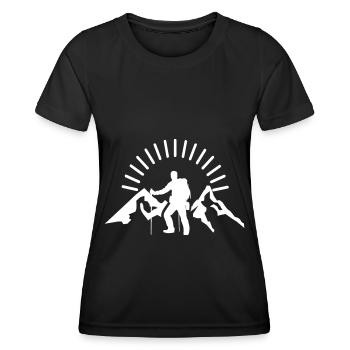Gebirge - Wandern - (7) - Frauen Funktions-T-Shirt - Schwarz - Vorne - AI Model Female 172 light (172cm)
