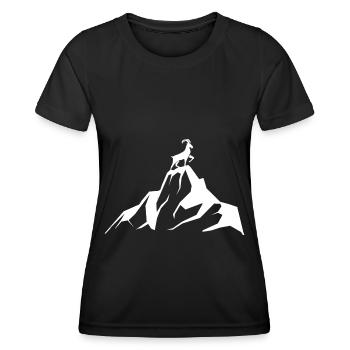 Ziege - Berg - (4) - Frauen Funktions-T-Shirt - Schwarz - Vorne - AI Model Female 172 light (172cm)