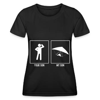 Votre Fils - Mon Fils - Vue Frontale Planant V - T-shirt sport Femme - noir - Devant - AI Model Female 172 light (172cm)