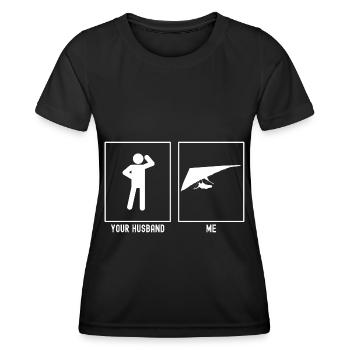 Ton mari - Moi - Sky gliding fun - T-shirt sport Femme - noir - Devant - AI Model Female 172 light (172cm)