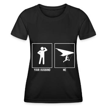 Son mari - Moi - planant suspendu - T-shirt sport Femme - noir - Devant - AI Model Female 172 light (172cm)