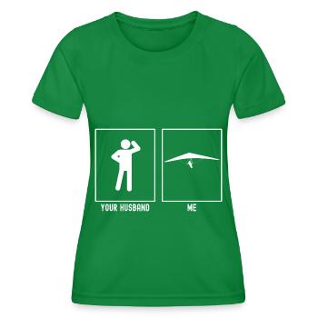 Ihr Mann - Ich - Himmelsgleitende Vorderseite Illu - Frauen Funktions-T-Shirt - Kelly Green - Vorne - AI Model Female 172 dark (172cm)