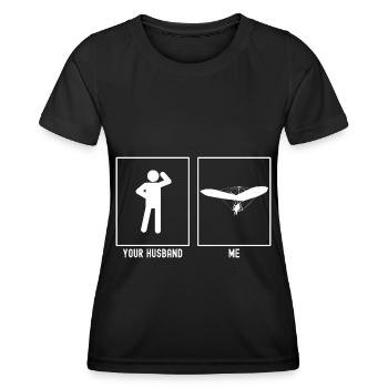 Her husband - I - Paragliding Action Vekt - Women's Functional T-Shirt - black - Front - AI Model Female 172 light (172cm)
