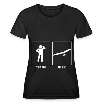 Dein Vater - Mein Vater - Segelfliegen im Anflug - Frauen Funktions-T-Shirt - Schwarz - Vorne - AI Model Female 172 light (172cm)