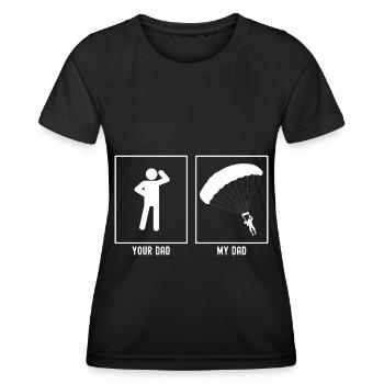 Dein Vater - Mein Vater - Gleitschirmfliegen Links - Frauen Funktions-T-Shirt - Schwarz - Vorne - AI Model Female 172 light (172cm)