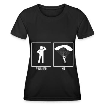 Dein Vater - Ich - Amateur-Gleitschirmfliegen - Frauen Funktions-T-Shirt - Schwarz - Vorne - AI Model Female 172 light (172cm)