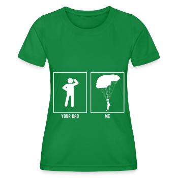 Your Father - Me - Paragliding - Links - Women's Functional T-Shirt - kelly green - Front - AI Model Female 172 dark (172cm)