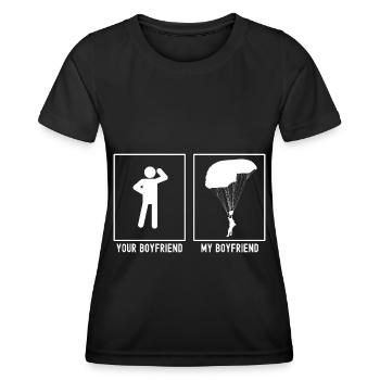 Dein Freund - Mein Freund - Gleitschirmfliegen Abs - Frauen Funktions-T-Shirt - Schwarz - Vorne - AI Model Female 172 light (172cm)