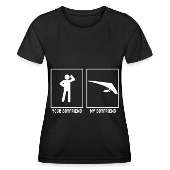 Dein Freund - Mein Freund - Episches Gleitschirmfl - Frauen Funktions-T-Shirt - Schwarz - Vorne - AI Model Female 172 light (172cm)