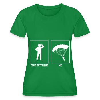 Dein Freund - Ich - Gleitschirmfliegen Landung Vek - Frauen Funktions-T-Shirt - Kelly Green - Vorne - AI Model Female 172 dark (172cm)
