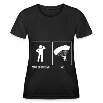 Dein Freund - Ich - Gleitschirmfliegen Diagonale - Frauen Funktions-T-Shirt - Schwarz - Vorne - AI Model Female 172 light (172cm)