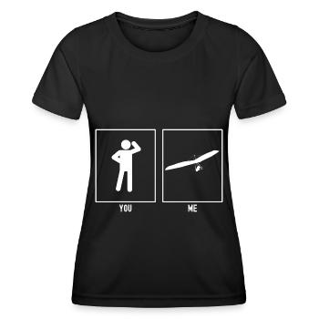 You - Me - Gliding Activity Vector - Women's Functional T-Shirt - black - Front - AI Model Female 172 light (172cm)