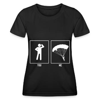 Du - Ich - Gleitschirmfliegen Links Vektor - Frauen Funktions-T-Shirt - Schwarz - Vorne - AI Model Female 172 light (172cm)