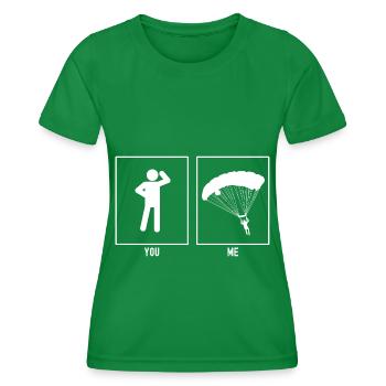 You - Me - Paragliding Links Vector - Women's Functional T-Shirt - kelly green - Front - AI Model Female 172 dark (172cm)